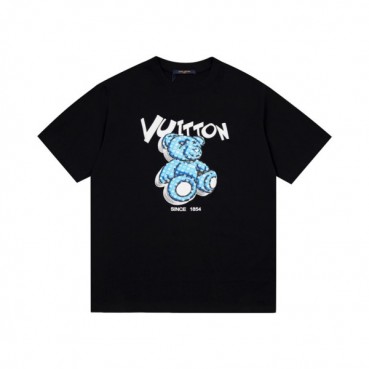 루이비통 남성 블랙 크루넥 반팔티 - Louis vuitton Mens Black Short sleeved Tshirts 