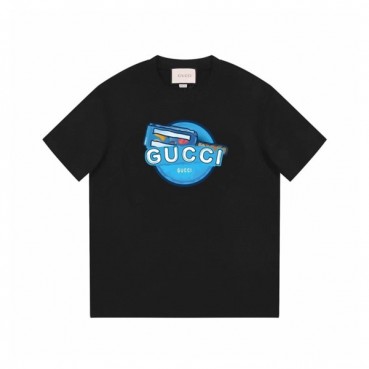 구찌 남/녀 블랙 크루넥 반팔티 - Gucci Unisex Black Short sleeved Tshirts 