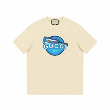 구찌 남/녀 아이보리 크루넥 반팔티 - Gucci Unisex Ivory Short sleeved Tshirts 
