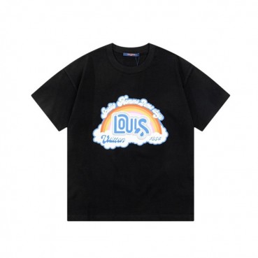 루이비통 남성 블랙 크루넥 반팔티 - Louis vuitton Mens Black Short sleeved Tshirts 