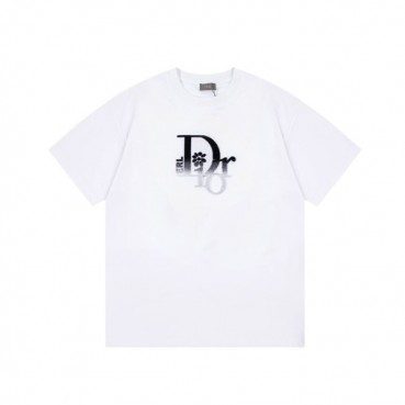 디올 남성 화이트 크루넥 반팔티 - Dior Mens White Short sleeved Tshirts 