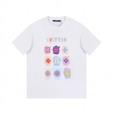 루이비통 남성 화이트 크루넥 반팔티 - Louis vuitton Mens White Short sleeved Tshirts 