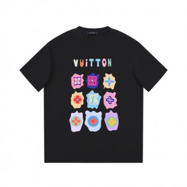 루이비통 남성 블랙 크루넥 반팔티 - Louis vuitton Mens Black Short sleeved Tshirts 