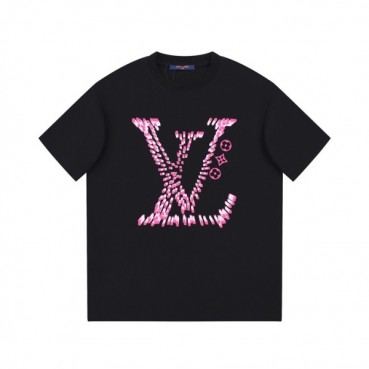 루이비통 남성 블랙 크루넥 반팔티 - Louis vuitton Mens Black Short sleeved Tshirts 