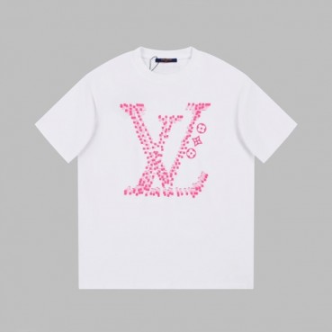 루이비통 남성 화이트 크루넥 반팔티 - Louis vuitton Mens White Short sleeved Tshirts 