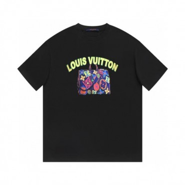 루이비통 남성 블랙 크루넥 반팔티 - Louis vuitton Mens Black Short sleeved Tshirts 