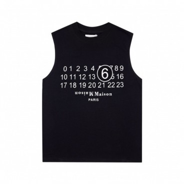 메종마르지엘라 남/녀 크루넥 블랙 나시 - Maison Margiela Unisex Black Sleeveless Tshirts 