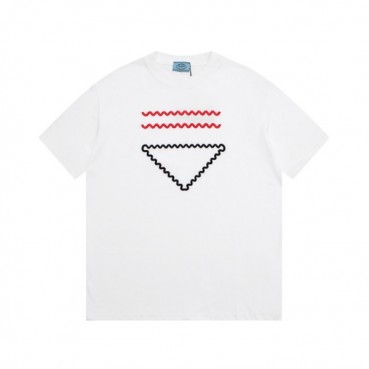 프라다 남성 크루넥 화이트 반팔티 - Prada Mens White Short sleeved Tshirts 