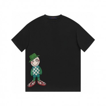 루이비통 남성 블랙 크루넥 반팔티 - Louis vuitton Mens Black Short sleeved Tshirts 