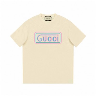구찌 남/녀 아이보리 크루넥 반팔티 - Gucci Unisex Ivory Short sleeved Tshirts 