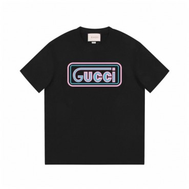 구찌 남/녀 블랙 크루넥 반팔티 - Gucci Unisex Black Short sleeved Tshirts 