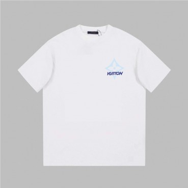 루이비통 남성 화이트 크루넥 반팔티 - Louis vuitton Mens White Short sleeved Tshirts 
