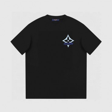 루이비통 남성 블랙 크루넥 반팔티 - Louis vuitton Mens Black Short sleeved Tshirts 