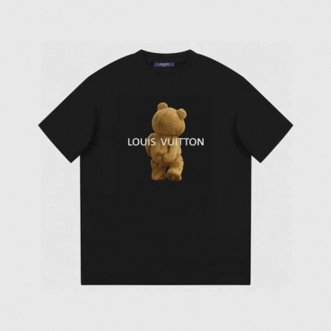 루이비통 남성 블랙 크루넥 반팔티 - Louis vuitton Mens Black Short sleeved Tshirts 