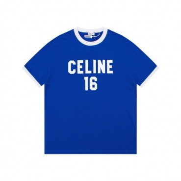 셀린느 남성 크루넥 블루 반팔티 - Celine Mens Blue Short sleeved T