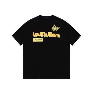 루이비통 남성 블랙 크루넥 반팔티 - Louis vuitton Mens Black Short sleeved Tshirts 