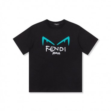 펜디 남성 블랙 크루넥 반팔티 - Fendi Mens Black Short sleeved Tshirts 