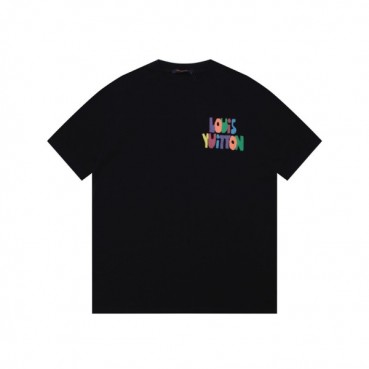 루이비통 남성 블랙 크루넥 반팔티 - Louis vuitton Mens Black Short sleeved Tshirts 