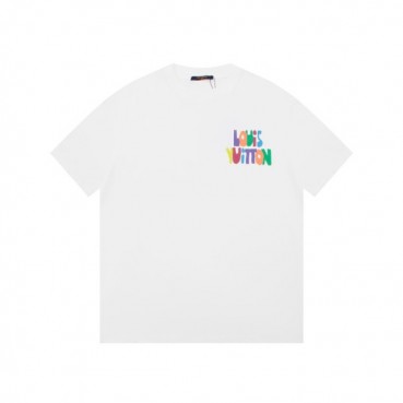 루이비통 남성 화이트 크루넥 반팔티 - Louis vuitton Mens White Short sleeved Tshirts 