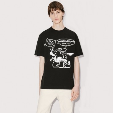 겐조 남/녀 블랙 크루넥 반팔티 - Kenzo Unisex Black Tshirts 