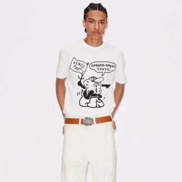 겐조 남/녀 화이트 크루넥 반팔티 - Kenzo Unisex White Tshirts 