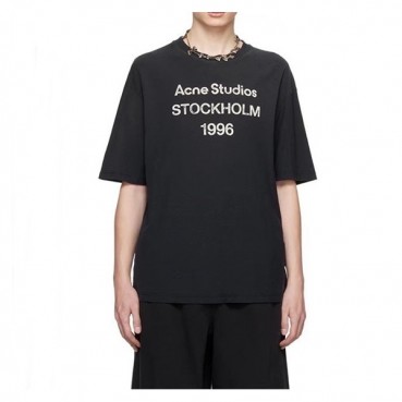 아크네 남/녀 블랙 크루넥 반팔티 - Acne Unisex Black Short sleeved T