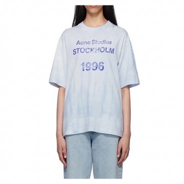 아크네 남/녀 블루 크루넥 반팔티 - Acne Unisex Blue Short sleeved T