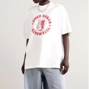 베트멍 남/녀 트렌디 화이트 반팔티 - Vetements Unisex White Tshirts 