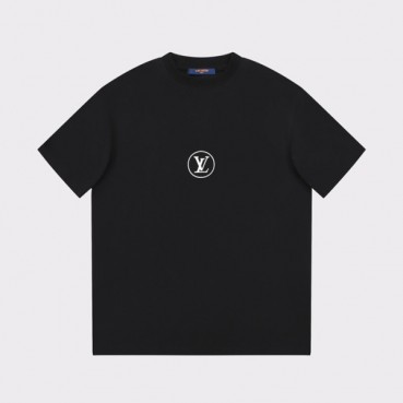 루이비통 남성 블랙 크루넥 반팔티 - Louis vuitton Mens Black Short sleeved Tshirts 