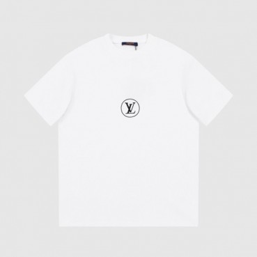 루이비통 남성 화이트 크루넥 반팔티 - Louis vuitton Mens White Short sleeved Tshirts 