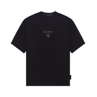 프라다 남성 크루넥 블랙 반팔티 - Prada Mens Black Short sleeved Tshirts 