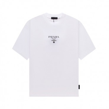 프라다 남성 크루넥 화이트 반팔티 - Prada Mens White Short sleeved Tshirts 