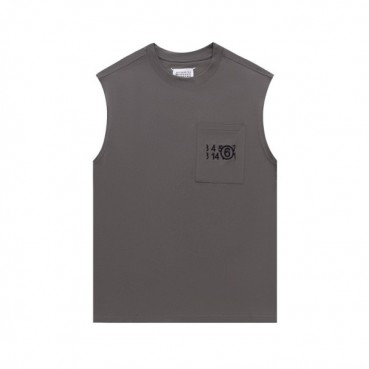 메종마르지엘라 남/녀 크루넥 블랙 나시 - Maison Margiela Unisex Black Sleeveless Tshirts 
