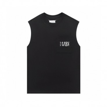 메종마르지엘라 남/녀 크루넥 블랙 나시 - Maison Margiela Unisex Black Sleeveless Tshirts 