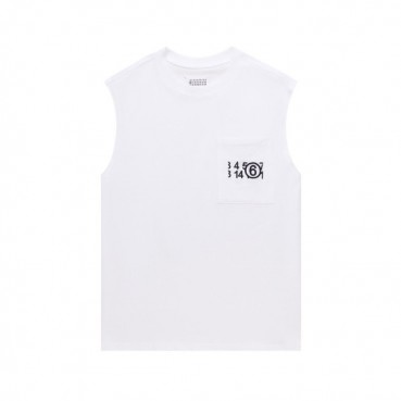 메종마르지엘라 남/녀 크루넥 화이트 나시 - Maison Margiela Unisex White Sleeveless Tshirts 