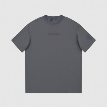 루이비통 남성 그레이 크루넥 반팔티 - Louis vuitton Mens Gray Short sleeved Tshirts 