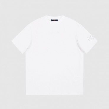 루이비통 남성 화이트 크루넥 반팔티 - Louis vuitton Mens White Short sleeved Tshirts 