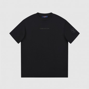 루이비통 남성 블랙 크루넥 반팔티 - Louis vuitton Mens Black Short sleeved Tshirts 