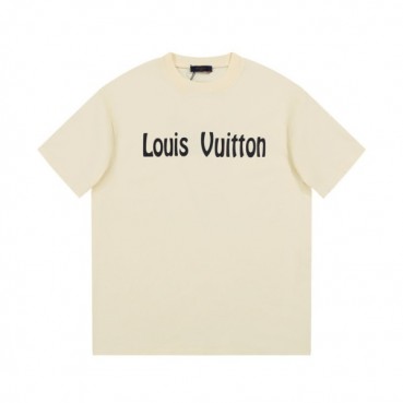 루이비통 남성 아이보리 크루넥 반팔티 - Louis vuitton Mens Ivory Short sleeved Tshirts 