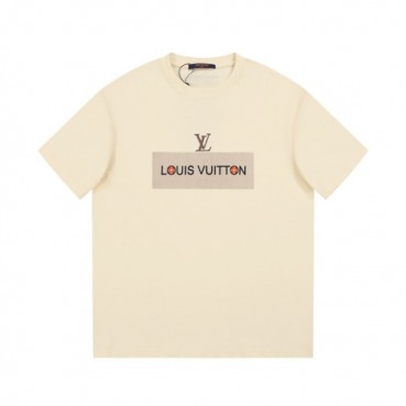 루이비통 남성 아이보리 크루넥 반팔티 - Louis vuitton Mens Ivory Short sleeved Tshirts 