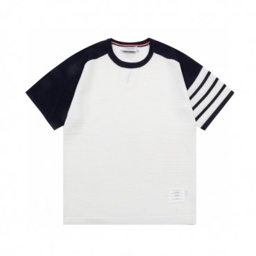 톰브라운 남성 크루넥 블루 반팔티 - Thom Browne Mens Blue Tshirts 