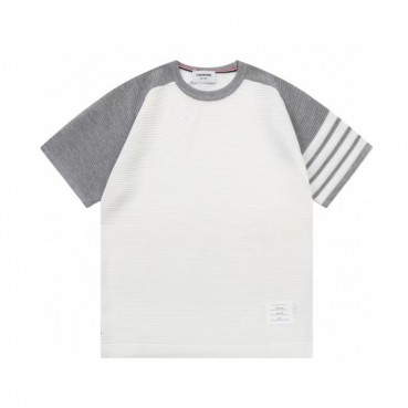 톰브라운 남성 크루넥 화이트 반팔티 - Thom Browne Mens White Tshirts 