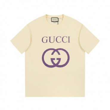 구찌 남/녀 아이보리 크루넥 반팔티 - Gucci Unisex Ivory Short sleeved Tshirts 