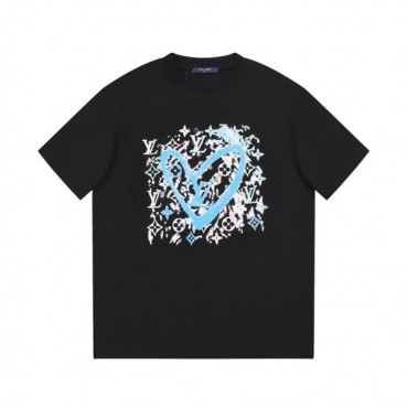 루이비통 남성 블랙 크루넥 반팔티 - Louis vuitton Mens Black Short sleeved Tshirts 