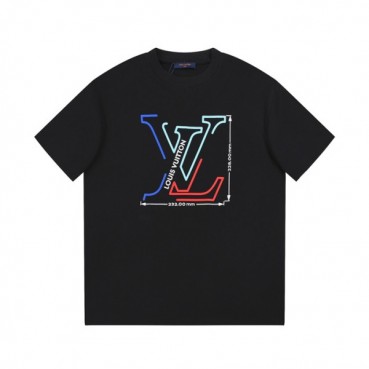 루이비통 남성 블랙 크루넥 반팔티 - Louis vuitton Mens Black Short sleeved Tshirts 
