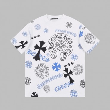 크롬하츠 남성 화이트 크루넥 반팔티 - Chrom Hearts Mens White Short sleeved Tshirts 