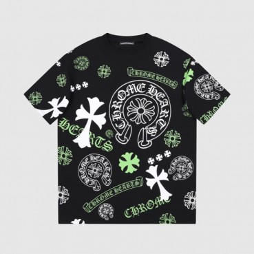 크롬하츠 남성 블랙 크루넥 반팔티 - Chrom Hearts Mens Black Short sleeved Tshirts 
