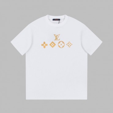 루이비통 남성 화이트 크루넥 반팔티 - Louis vuitton White Black Short sleeved Tshirts 