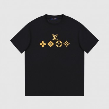 루이비통 남성 블랙 크루넥 반팔티 - Louis vuitton Mens Black Short sleeved Tshirts 