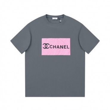 샤넬 남/녀 크루넥 그레이 반팔티 - Chanel Unisex Gray Tshirts 